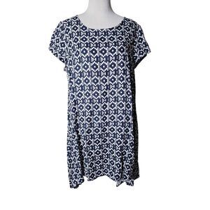 Bryn Walker Navy Linen Lagenlook Tunic Shift Dress Size S Minimalist Coastal‎